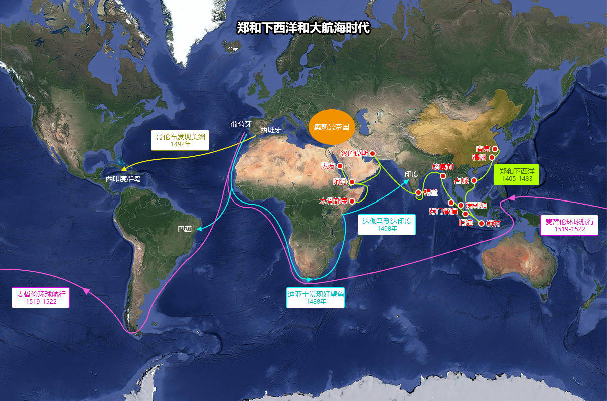 郑和下西洋和大航海时代路线图